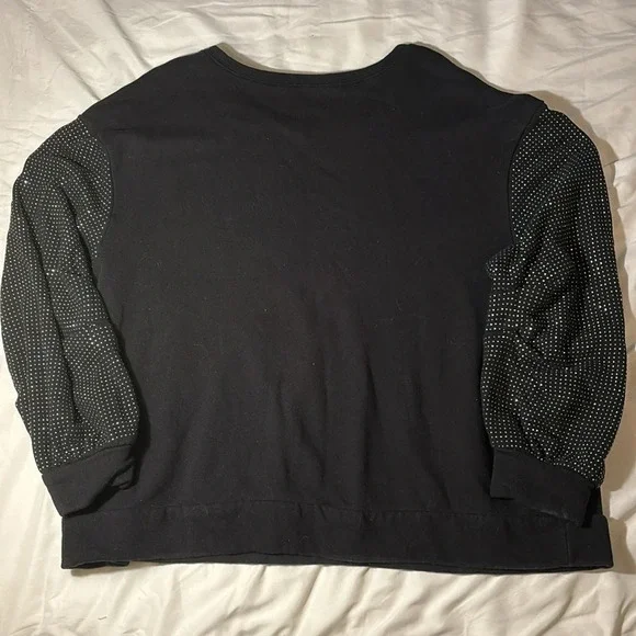 INC Womens Embellished-Sleeve Black Sweatshirt - Picture 12 of 12